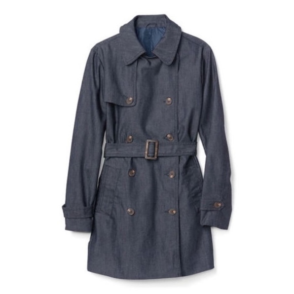 GAP Jackets & Blazers - New GAP Dark Denim Dark Rinse Trench Coat Jacket